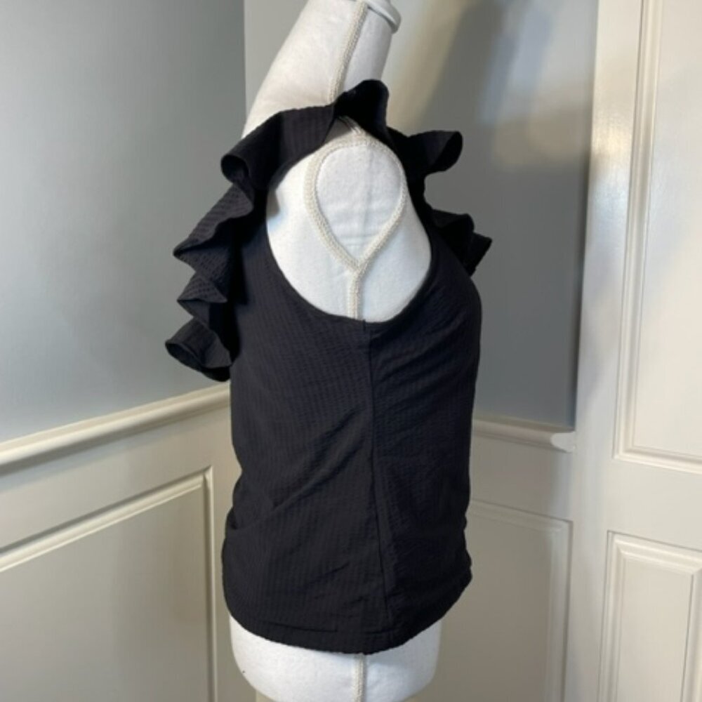 Vineyard Vines One-Shoulder Black Ruffle Swim Top - Picture 4 of 7